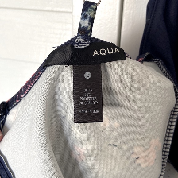 Aqua Navy Blue and Pink Rose Mini Dress - Picture 7 of 7